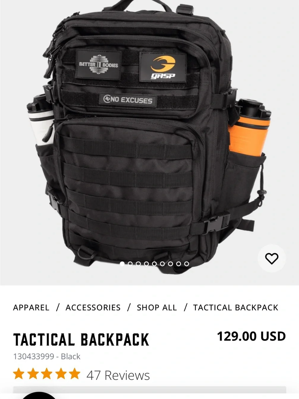 Tactical Black MOLLE Backpack with Patch Panel